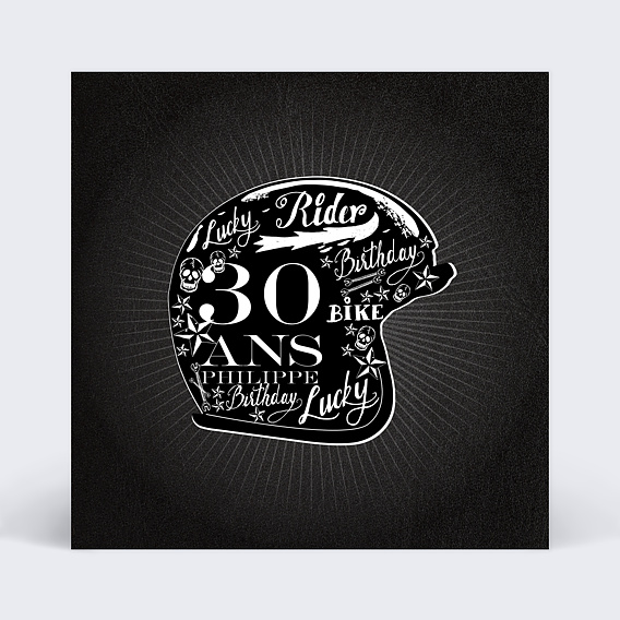 Invitation anniversaire Casque de moto