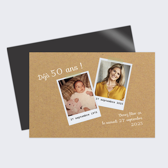 Invitation anniversaire Avant-Après Kraft