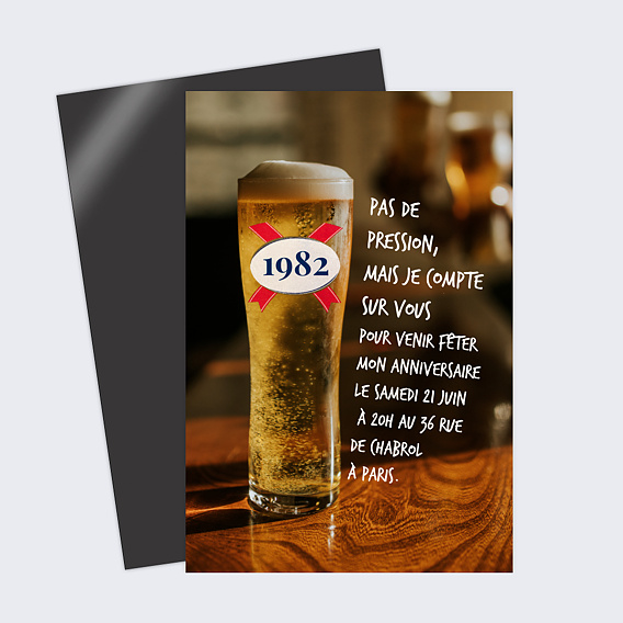Invitation anniversaire Bière Pression