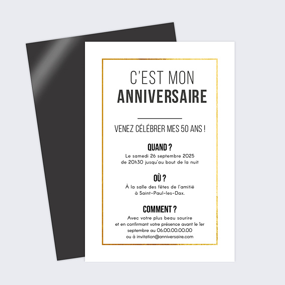 Invitation anniversaire Filet d'Or