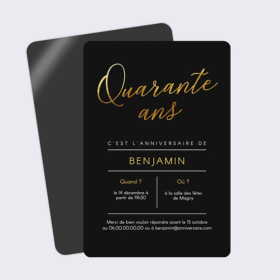 Invitation anniversaire Quarante Chic