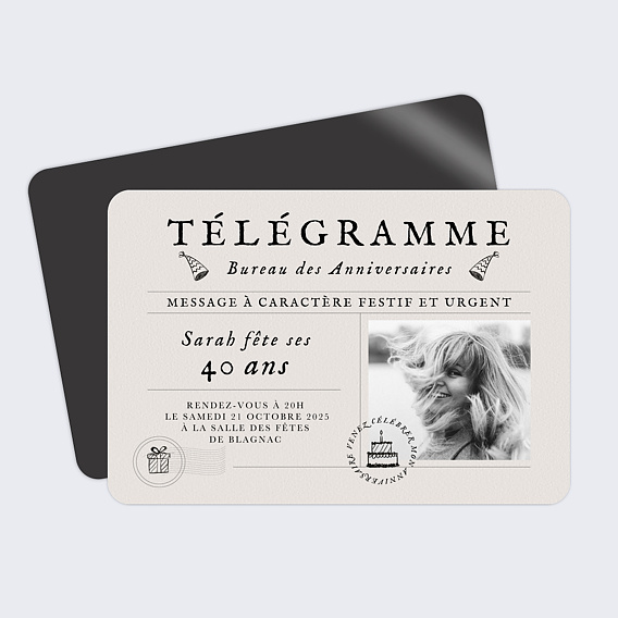 Invitation anniversaire Télégramme
