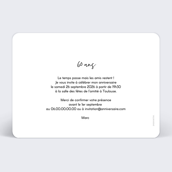 Invitation Anniversaire Adulte Charme Classique