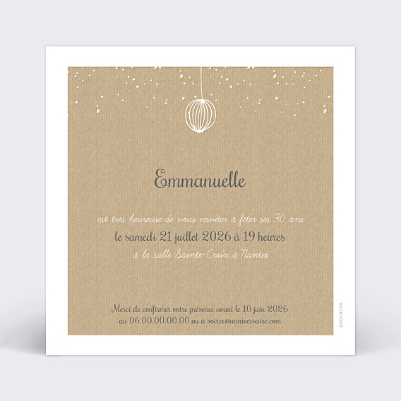Invitation Anniversaire Adulte Lampions Délicats
