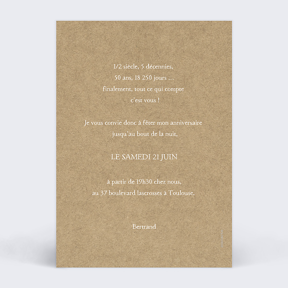 Invitation anniversaire Liseré Verso