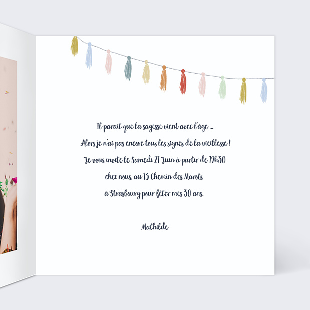 Invitation Anniversaire Gâteau d'Anniversaire Intérieur Droit