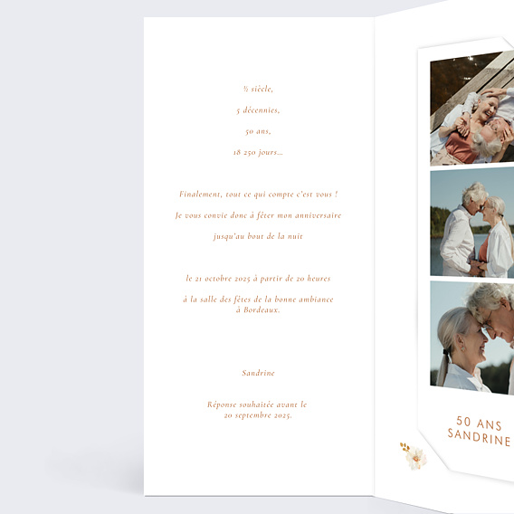 Invitation anniversaire Bouquet parfumé décomposé Intérieur Gauche