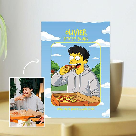 Invitation Anniversaire Adulte Portrait en cartoon