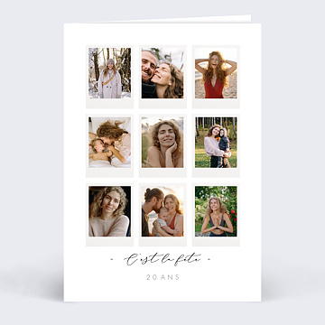 Invitation anniversaire adulte Pêle-Mêle Polaroid