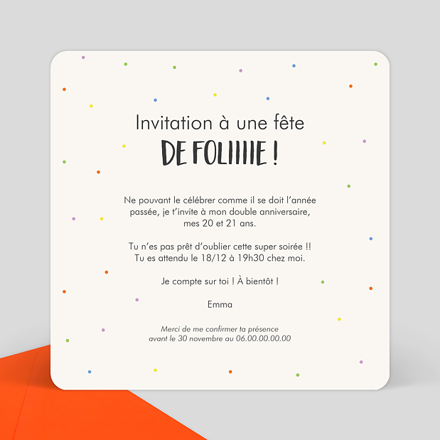 Invitation Anniversaire Adulte Deux Anniversaires Verso