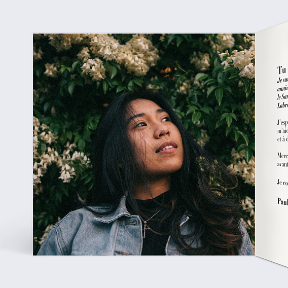 Invitation anniversaire Motif Floral Intérieur Gauche