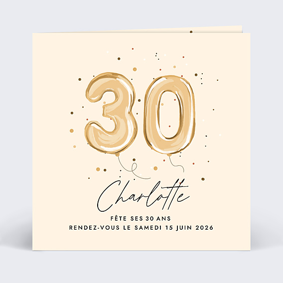Invitation Anniversaire Adulte Chiffre Ballon 30