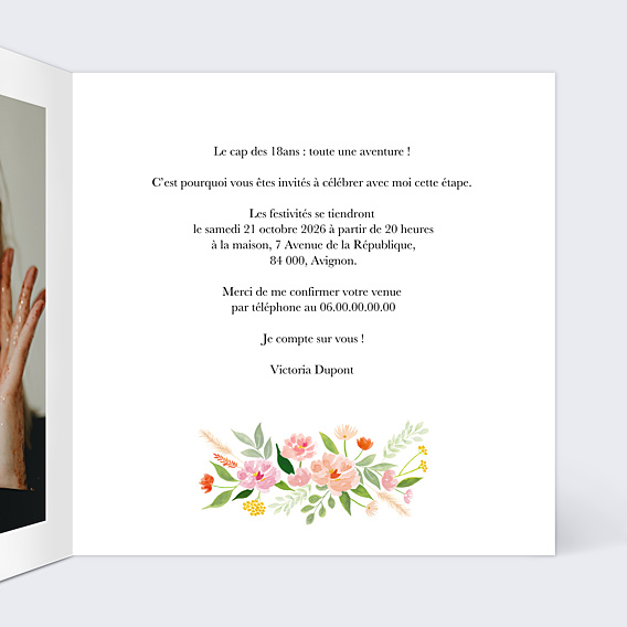 Invitation Anniversaire Adulte Aquarelle Champêtre