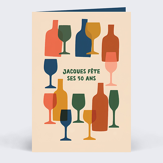 Invitation Anniversaire Adulte Verres colorés