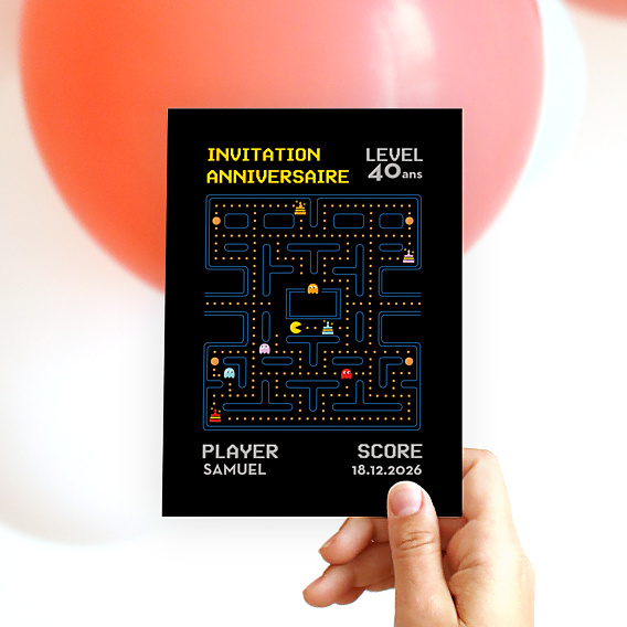 Invitation Anniversaire Adulte Jeu d'Arcade