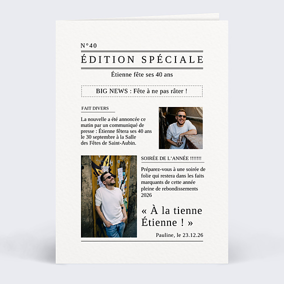 Invitation Anniversaire Adulte Édition spéciale