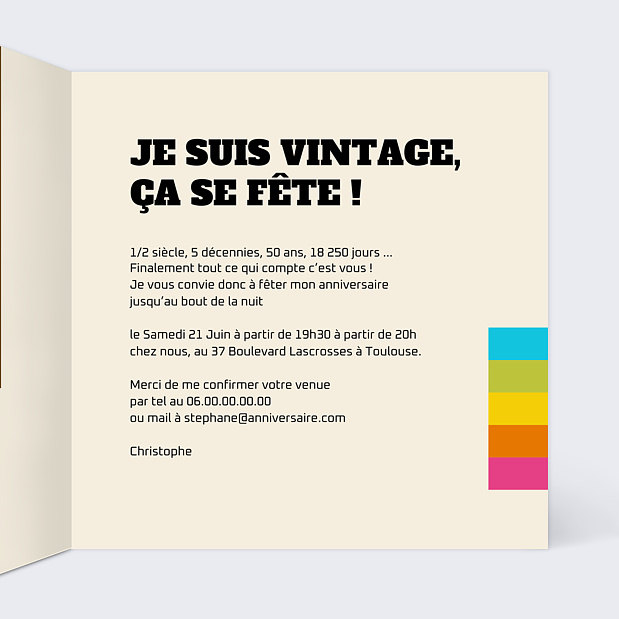 Invitation Anniversaire Adulte Cassette VHS Intérieur Droit
