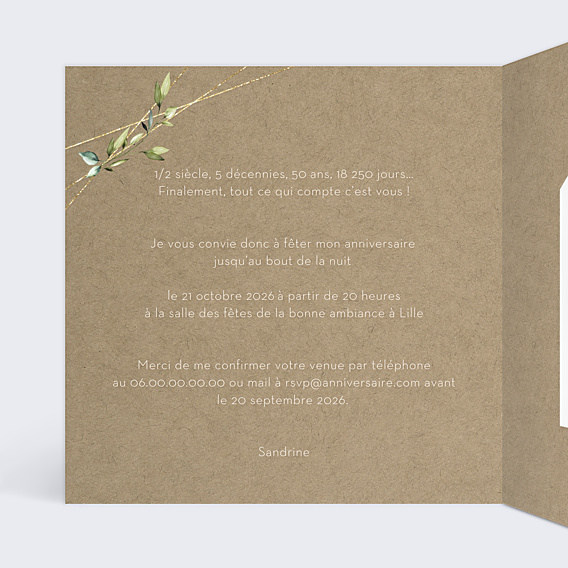 Invitation Anniversaire Adulte Eucalyptus élégant graines