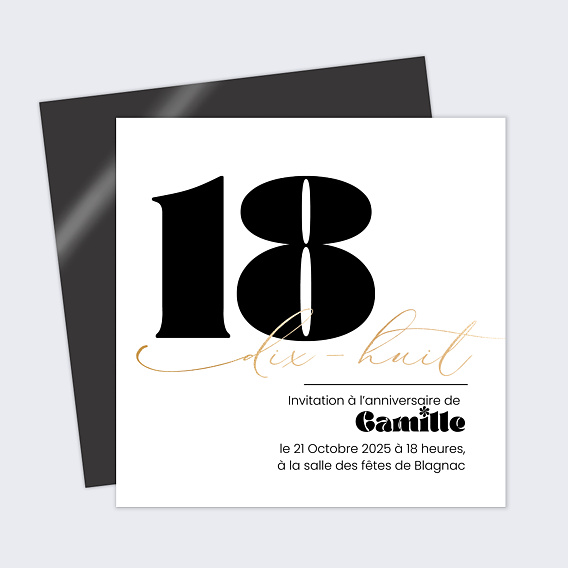 Invitation anniversaire 18 ans Moderne
