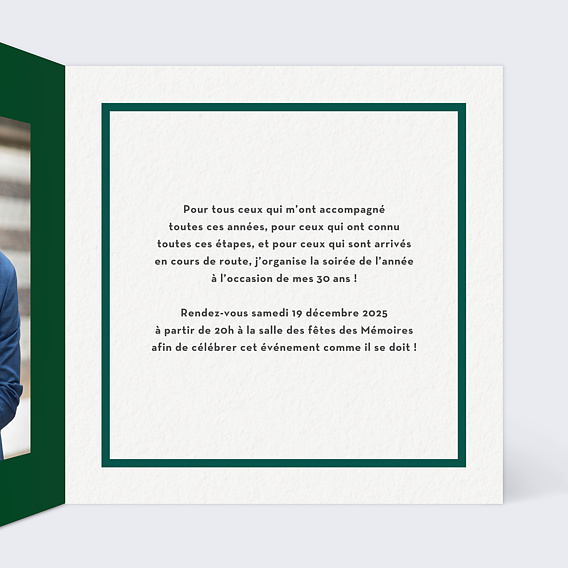 Invitation anniversaire Bourbon Intérieur Droit