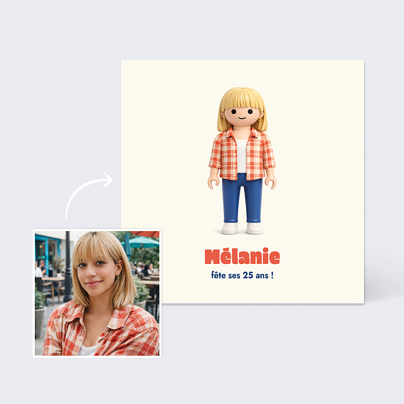 Invitation anniversaire Portrait en figurine Après 1