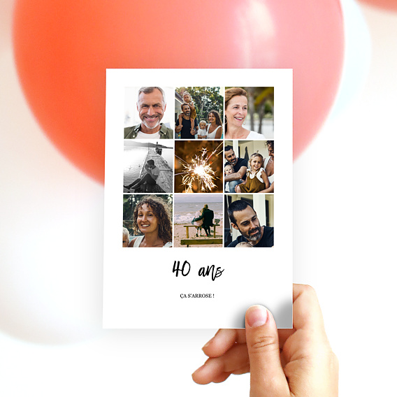 Invitation Anniversaire Adulte Multiphoto Chic