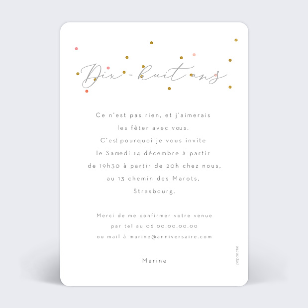 Invitation Anniversaire Milestone Petits Pois Verso