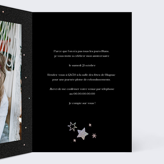 Invitation Anniversaire Adulte Silver Star