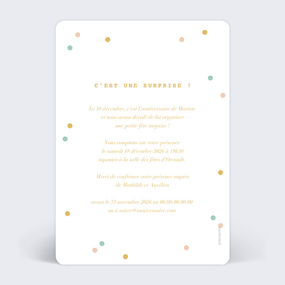 Invitation Anniversaire Adulte Confettis
