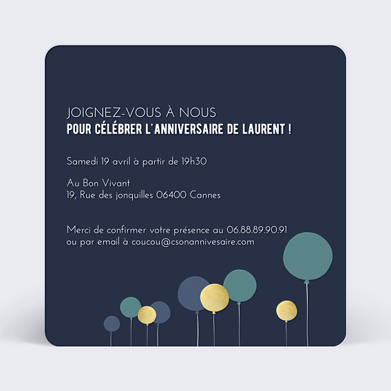 Invitation Anniversaire Adulte Balloons