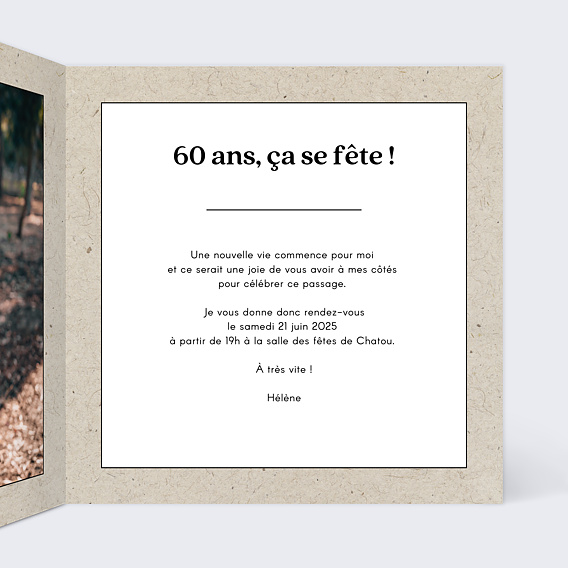 Invitation anniversaire Retraite Esperluette Chiné Intérieur Droit