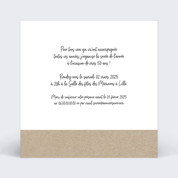 Invitation anniversaire Timeline Photomaton Verso