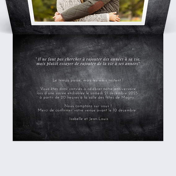 Invitation anniversaire Avant-Après Multi Anniversaire Intérieur Droit