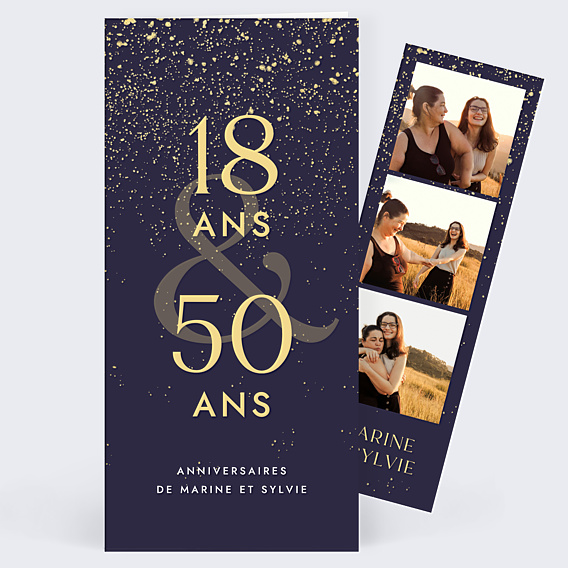 Invitation Anniversaire Adulte Double pluie de fête