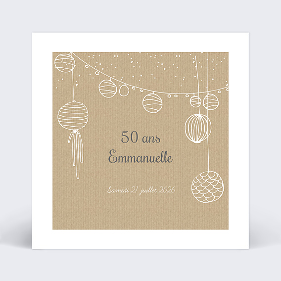 Invitation anniversaire Lampions Délicats
