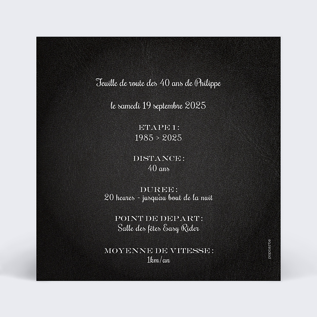 Invitation Anniversaire Moto Verso