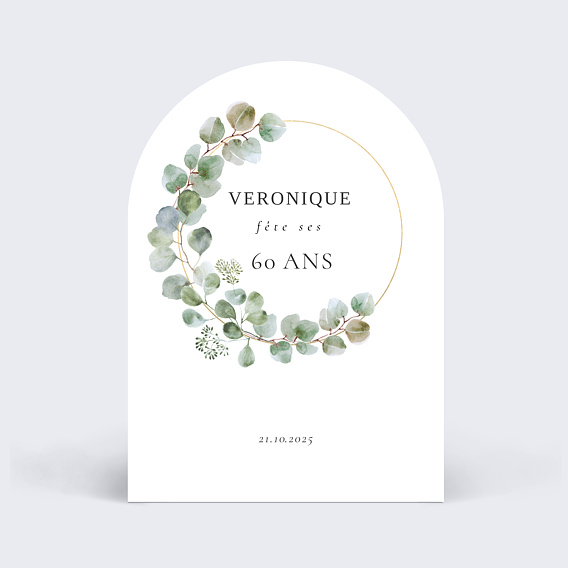 Invitation anniversaire Couronne Eucalyptus Chic