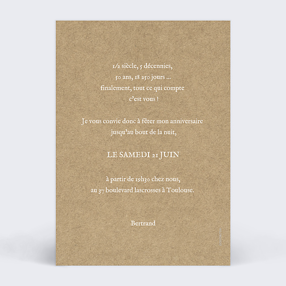 Invitation Anniversaire Adulte Liseré