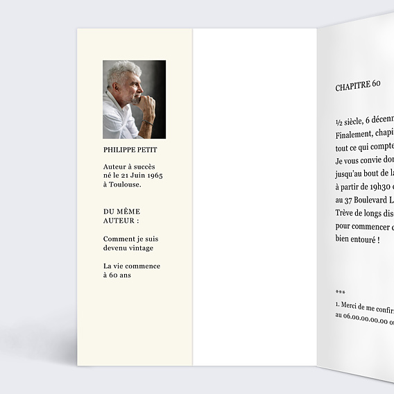 Invitation anniversaire Lettres en Fête Intérieur Gauche