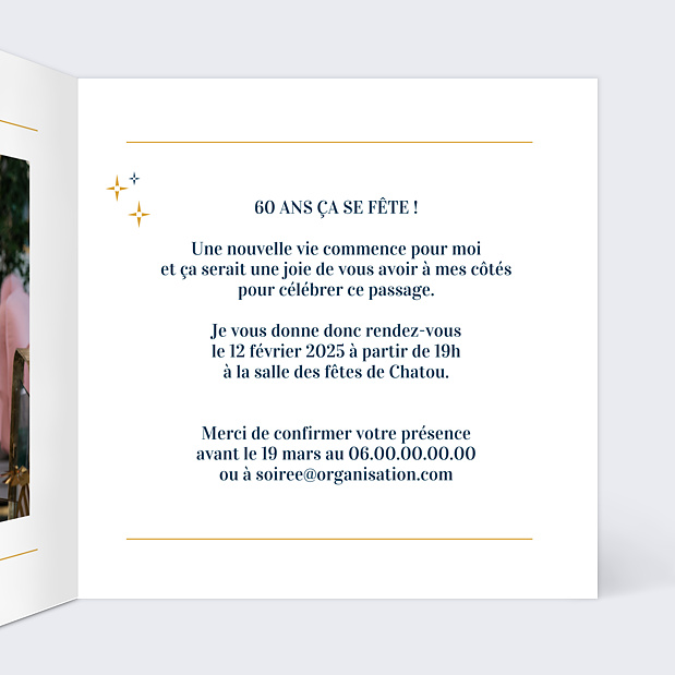Invitation Anniversaire 2 en 1 Intérieur Droit