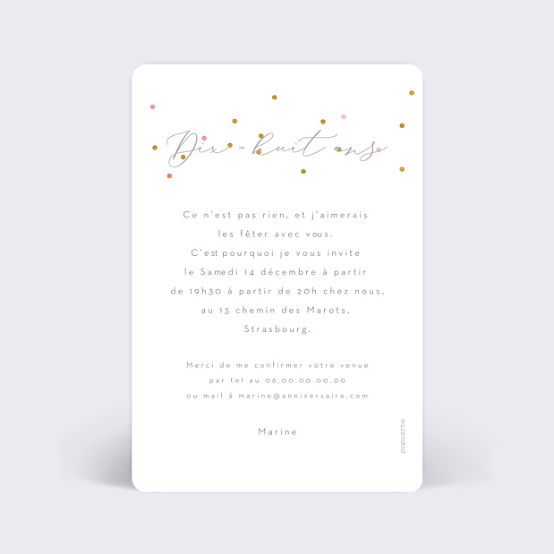 Invitation anniversaire Milestone Petits Pois Verso