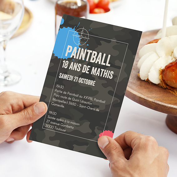Invitation anniversaire Paintball Après 4