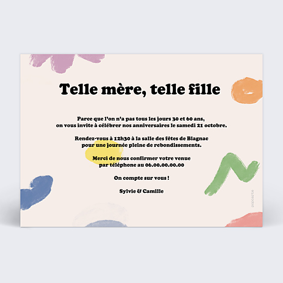 Invitation Anniversaire Adulte Parent Enfant