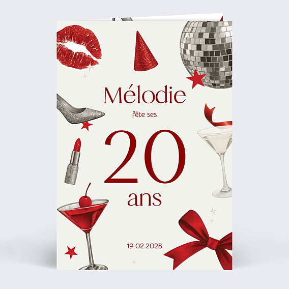 Invitation anniversaire Disco glamour