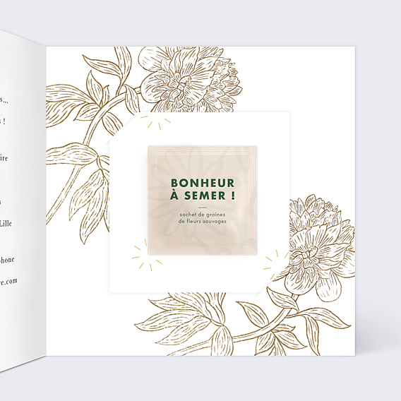 Invitation Anniversaire Adulte Âge fleuri avec graines