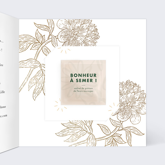 Invitation anniversaire Âge fleuri avec graines Intérieur Droit