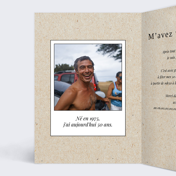 Invitation Anniversaire Adulte Vintage Ludique Intérieur Gauche