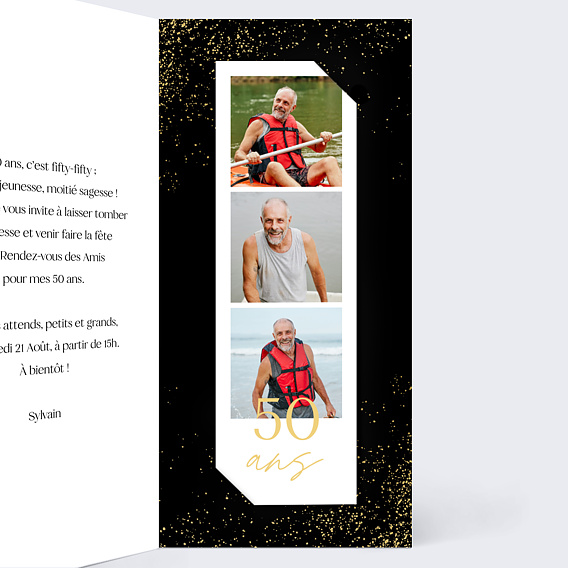 Invitation anniversaire Champagne Festif Intérieur Droit