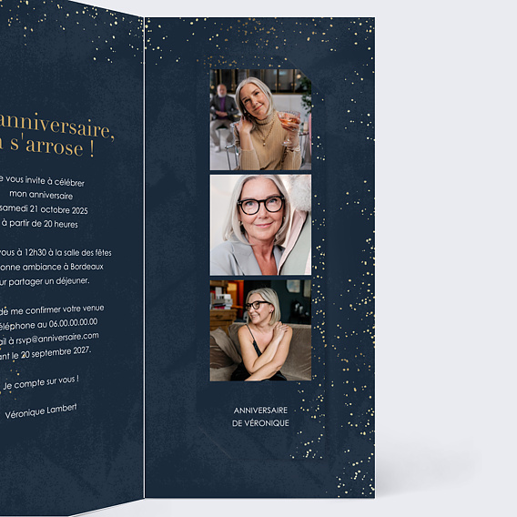 Invitation anniversaire Mémento Intérieur Droit