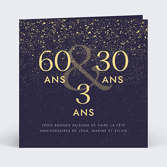 Invitation Anniversaire Adulte Triple pluie de fête